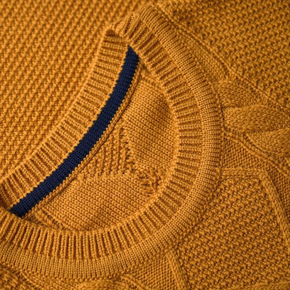 Isobaa Mens Merino Cable Sweater (Mustard)