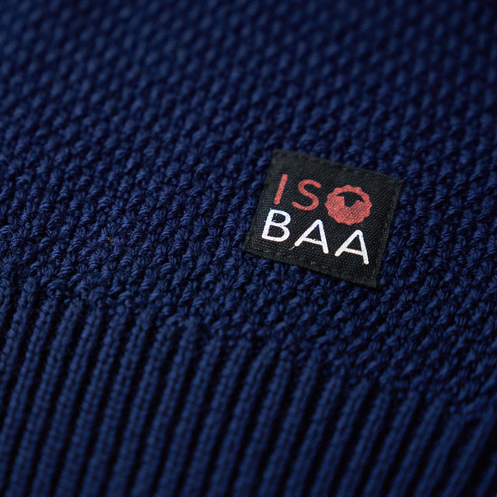 Isobaa | Mens Merino Cable Sweater (Navy) | Experience timeless style and outdoor-ready performance with our Merino wool crew neck sweater.