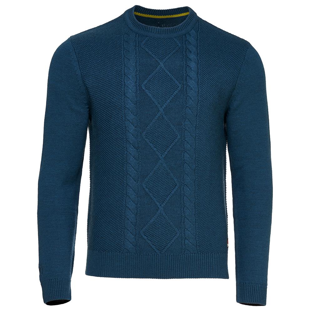 Isobaa | Mens Merino Cable Sweater (Petrol) | Experience timeless style and outdoor-ready performance with our Merino wool crew neck sweater.