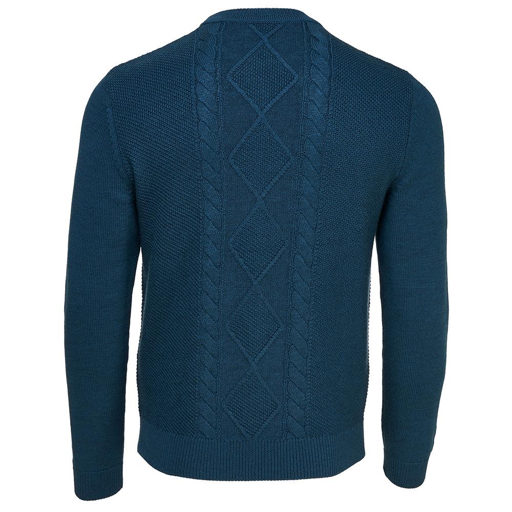 Isobaa | Mens Merino Cable Sweater (Petrol) | Experience timeless style and outdoor-ready performance with our Merino wool crew neck sweater.