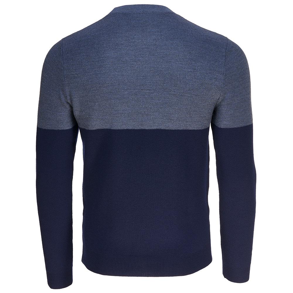 Isobaa | Mens Merino Honeycomb Sweater (Navy/Denim) | The perfect blend of function and elegance in our extrafine 12-gauge Merino wool crew neck sweater.