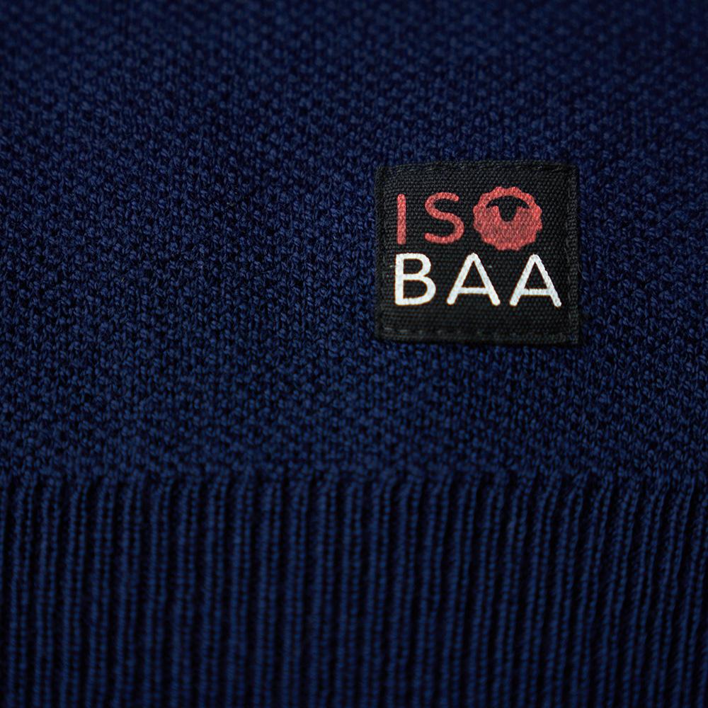 Isobaa | Mens Merino Honeycomb Sweater (Navy/Denim) | The perfect blend of function and elegance in our extrafine 12-gauge Merino wool crew neck sweater.