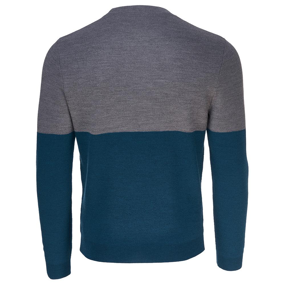 Isobaa | Mens Merino Honeycomb Sweater (Petrol/Charcoal) | The perfect blend of function and elegance in our extrafine 12-gauge Merino wool crew neck sweater.