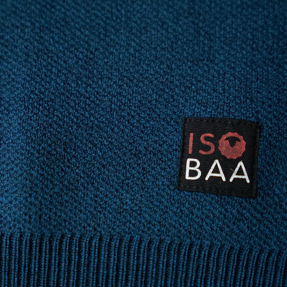 Isobaa | Mens Merino Honeycomb Sweater (Petrol/Charcoal) | The perfect blend of function and elegance in our extrafine 12-gauge Merino wool crew neck sweater.