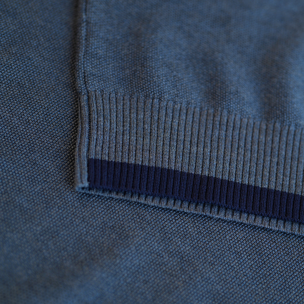 Isobaa | Mens Merino Moss Stitch Sweater (Denim/Navy) | Discover timeless style and outdoor-ready comfort with our extrafine Merino wool crew neck sweater.