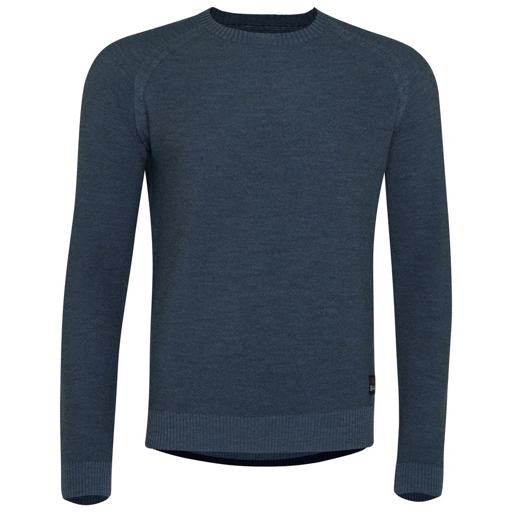 Isobaa | Mens Merino Moss Stitch Sweater (Denim/Navy) | Discover timeless style and outdoor-ready comfort with our extrafine Merino wool crew neck sweater.