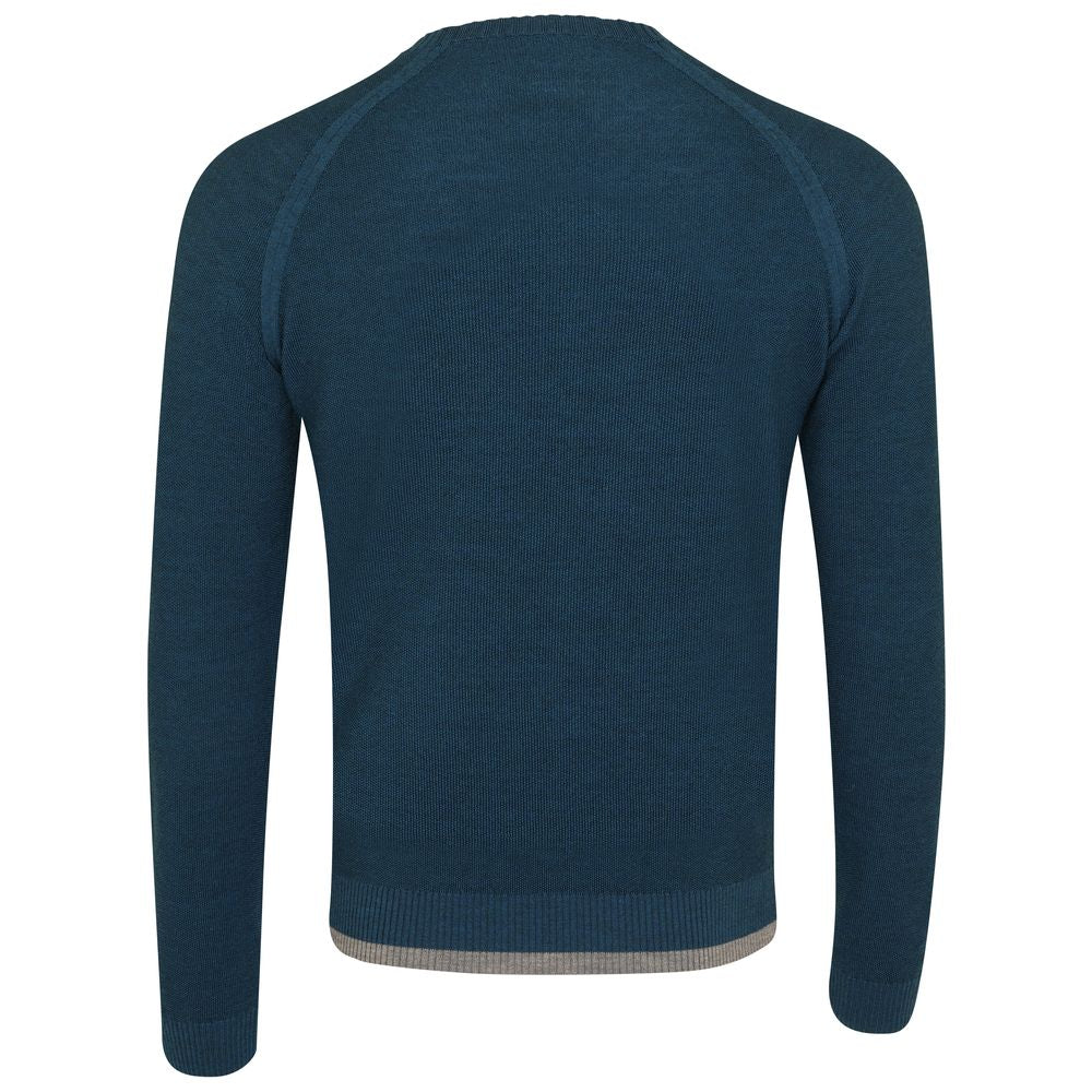 Isobaa | Mens Merino Moss Stitch Sweater (Petrol/Charcoal) | Discover timeless style and outdoor-ready comfort with our extrafine Merino wool crew neck sweater.