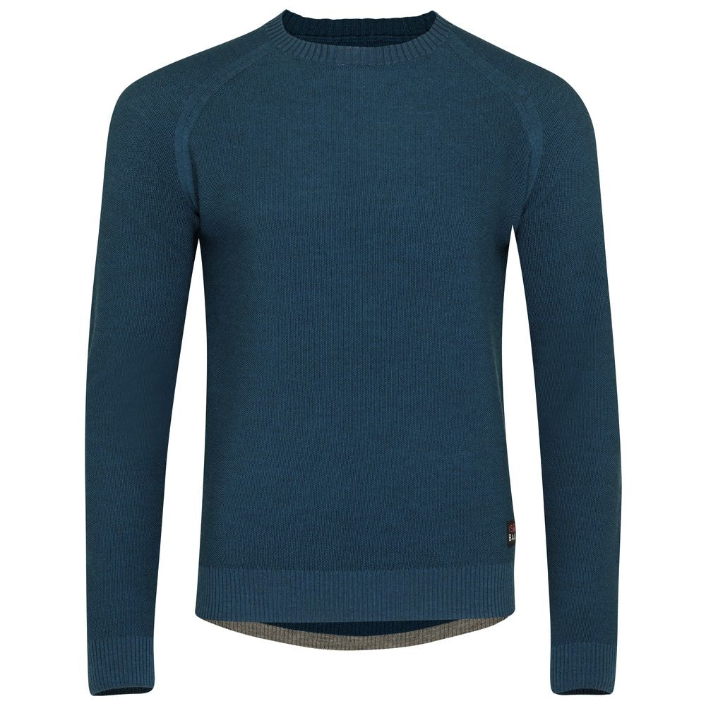 Isobaa | Mens Merino Moss Stitch Sweater (Petrol/Charcoal) | Discover timeless style and outdoor-ready comfort with our extrafine Merino wool crew neck sweater.