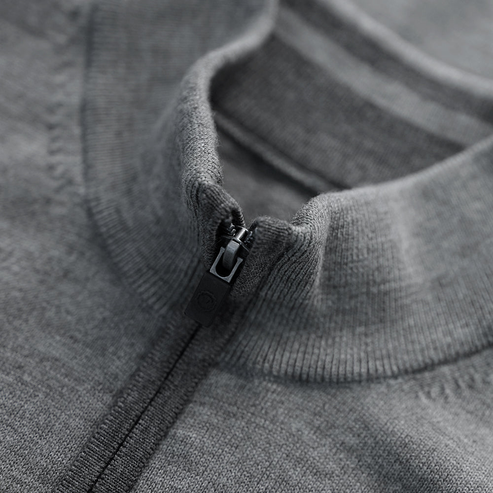 Mens Zip Neck Sweater (Charcoal/Smoke) | Isobaa