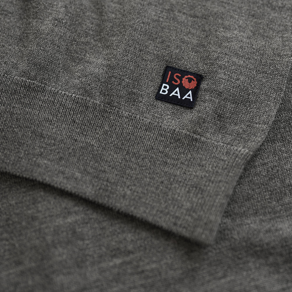 Isobaa | Mens Zip Neck Sweater (Smoke/Mustard) | Experience premium comfort, and refined style with our Merino wool zip-neck sweater.