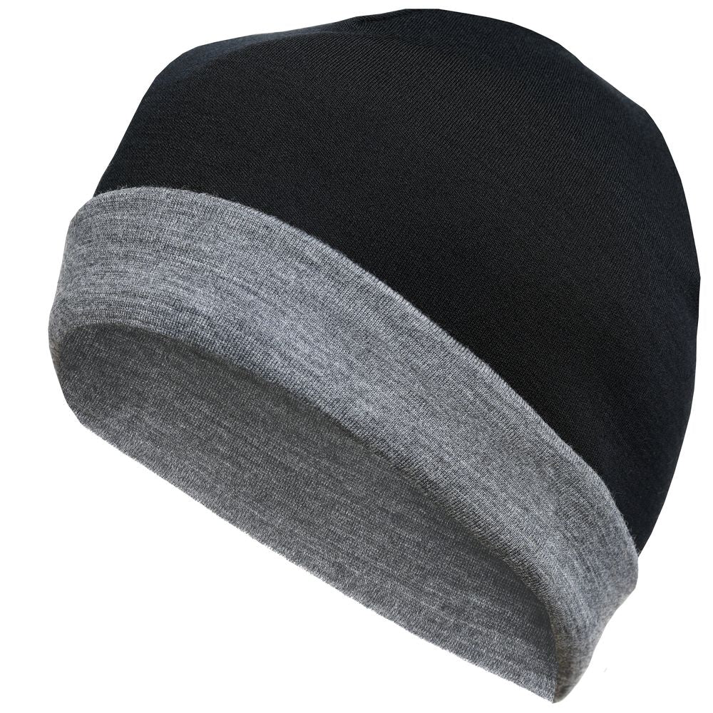 Isobaa | Merino 230 Beanie (Black/Smoke) | Isobaa's double-layered Merino beanie is your key to warmth & comfort in any season.