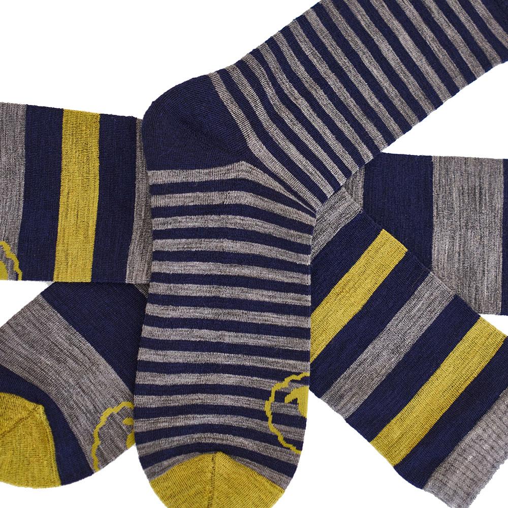 Isobaa Merino Blend Everyday Socks (3 Pack - Navy/Lime)