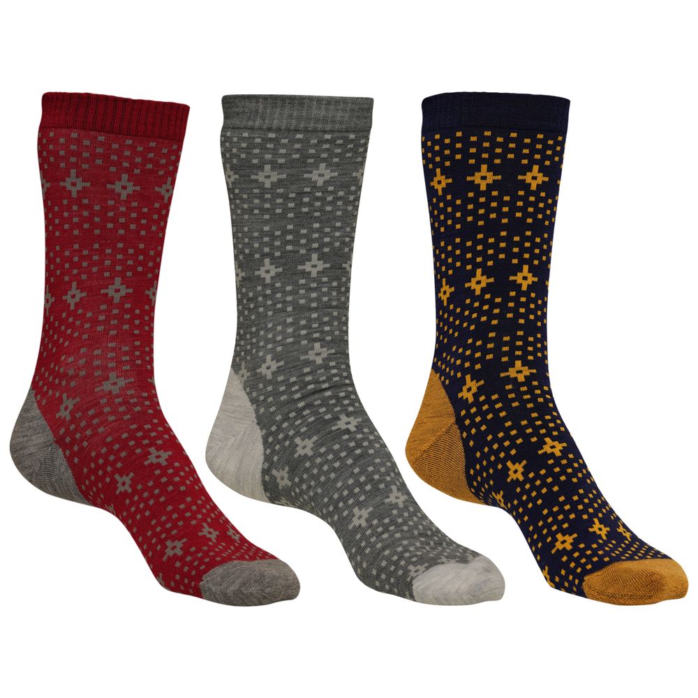 Merino Blend Festive Socks (3 Pack - Navy/Smoke/Red)