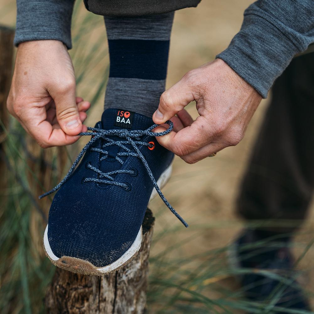 Isobaa | Merino Blend Trainers (Navy) | Conquer trails, city commutes, and everything in between with Isobaa's Merino blend trainers.