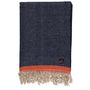 Merino Herringbone Throw (Navy/Orange Stripe)