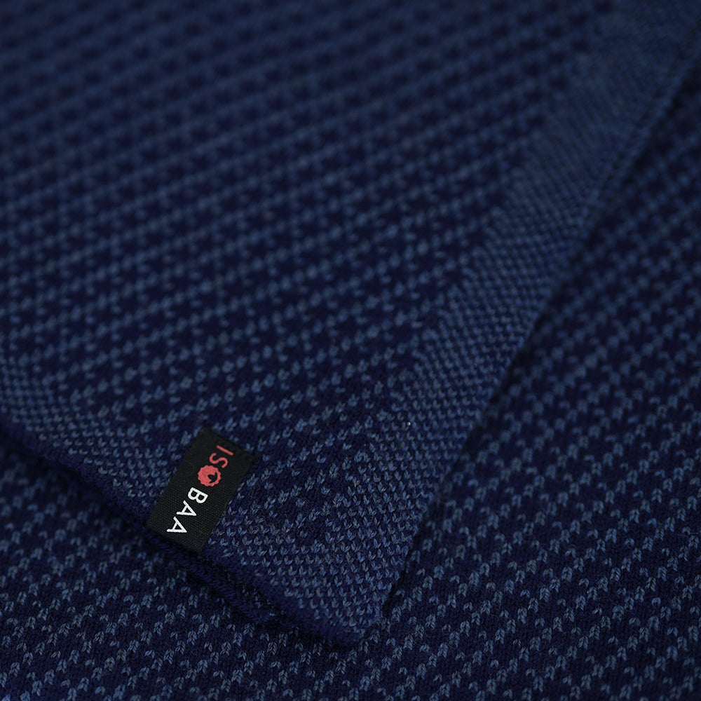 Merino Jacquard Shawl (Navy/Denim) | Isobaa