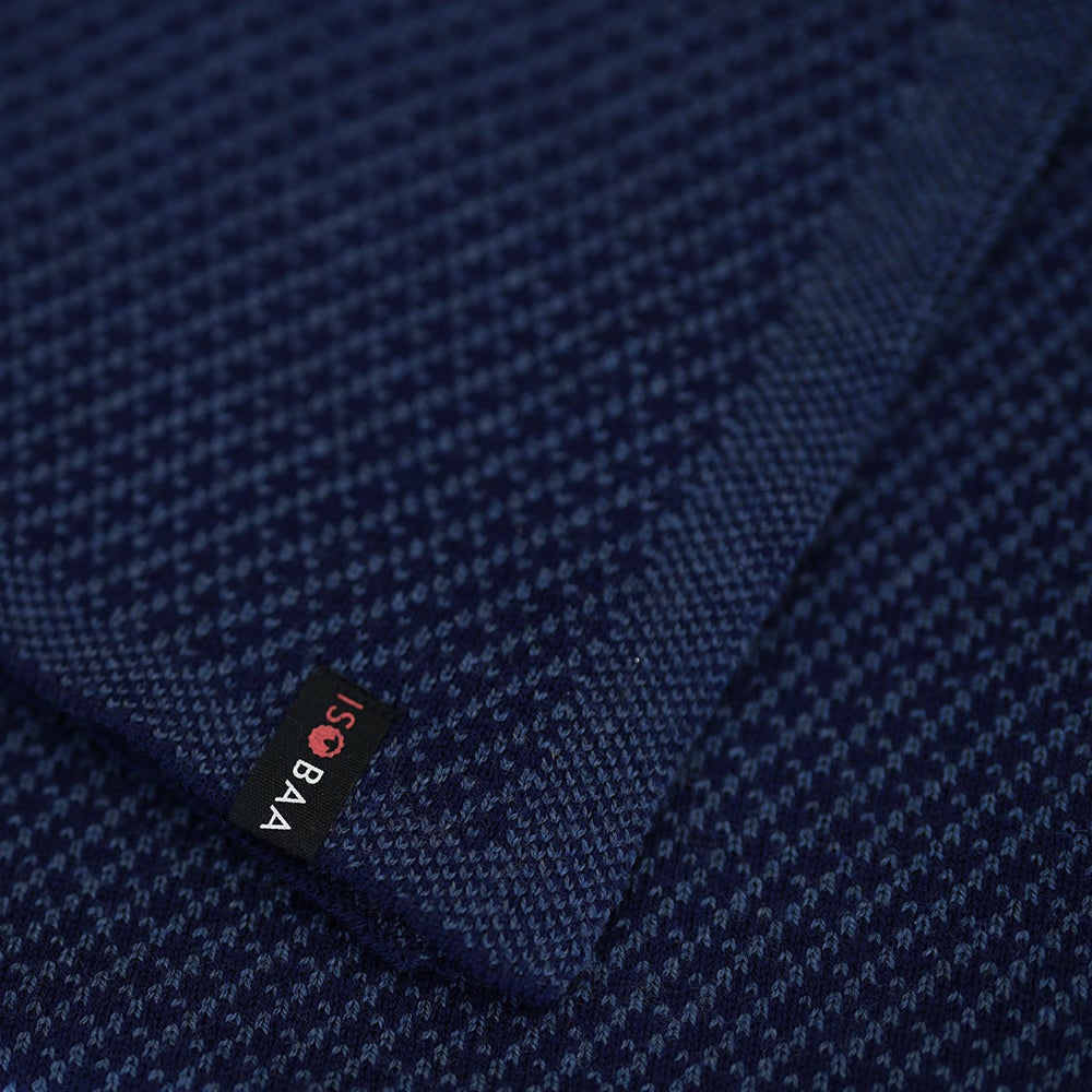 Isobaa | Merino Jacquard Shawl (Navy/Denim) | Beat the chill with Isobaa's luxuriously soft Merino shawl.