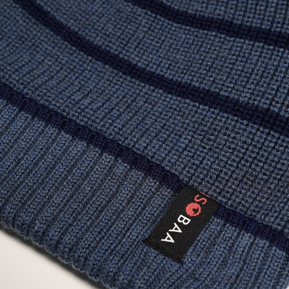 Merino Stripe Beanie (Denim/Navy) | Isobaa