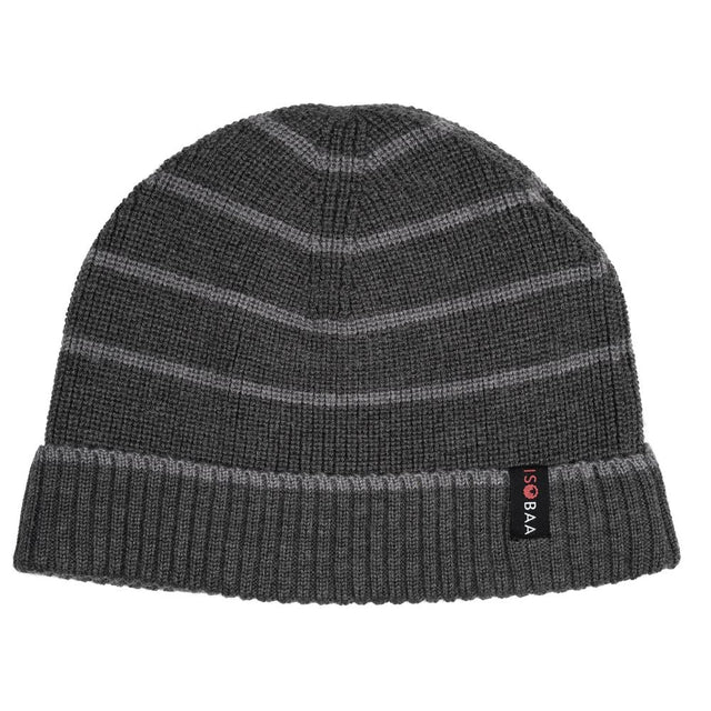 Isobaa | Merino Stripe Beanie (Smoke/Charcoal) | Wrap yourself in cosy warmth with Isobaa's Merino beanie.