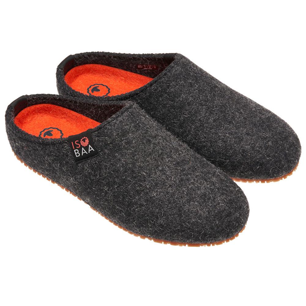 Isobaa | Merino Wool Blend Slippers (Smoke/Orange) | Comfort that lasts – Isobaa's Merino blend slippers are your companions for relaxation both indoors and out.