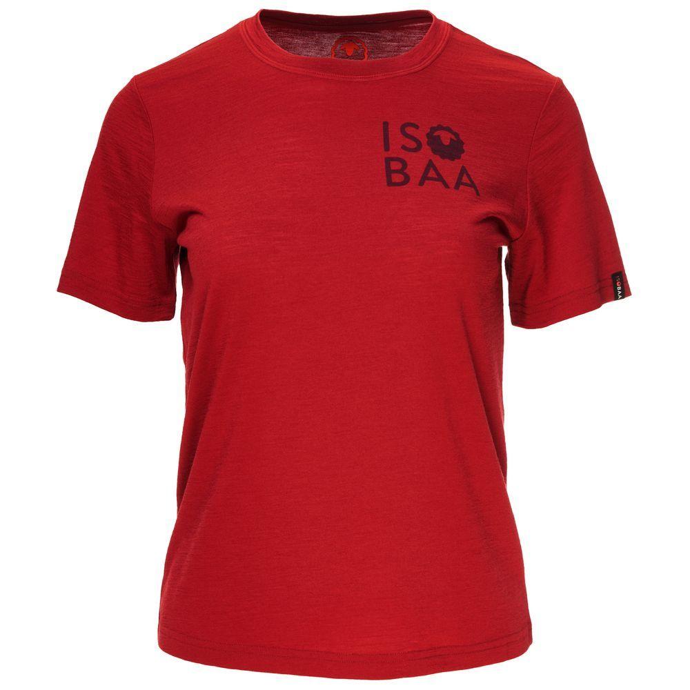 Isobaa | Womens Merino 150 Logo Tee (Red) | Gear up for adventure with Isobaa's superfine Merino tee.