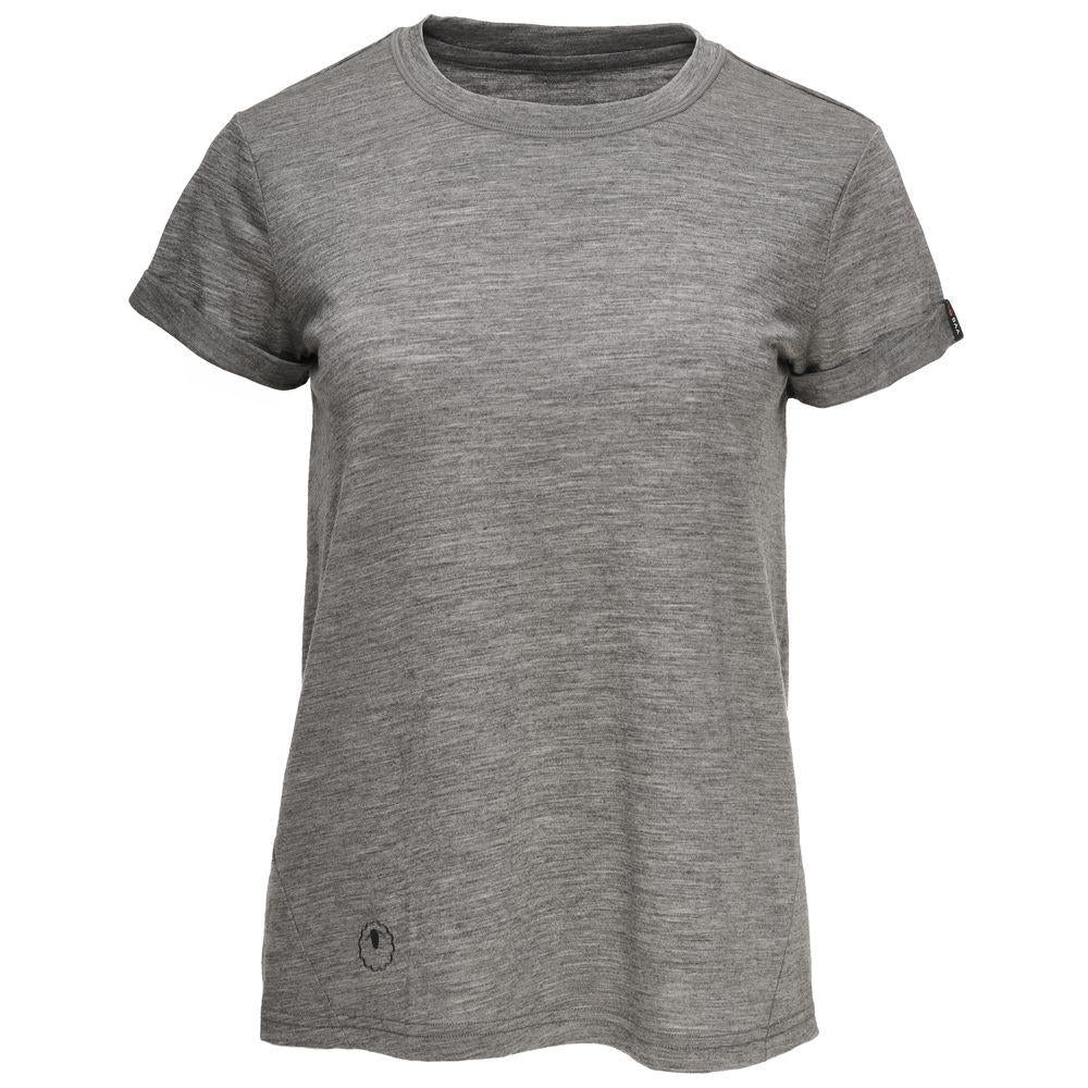 Isobaa | Womens Merino 150 Roll Sleeve Tee (Charcoal) | Our superfine Merino T-shirt performs everywhere from outdoor adventures to coffee dates.