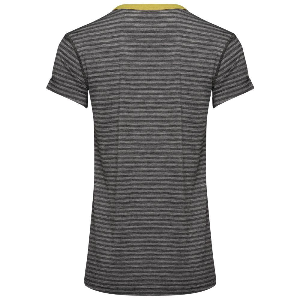 Isobaa | Womens Merino 150 Roll Sleeve Tee (Mini Stripe Smoke/Charcoal) | Our superfine Merino T-shirt performs everywhere from outdoor adventures to coffee dates.