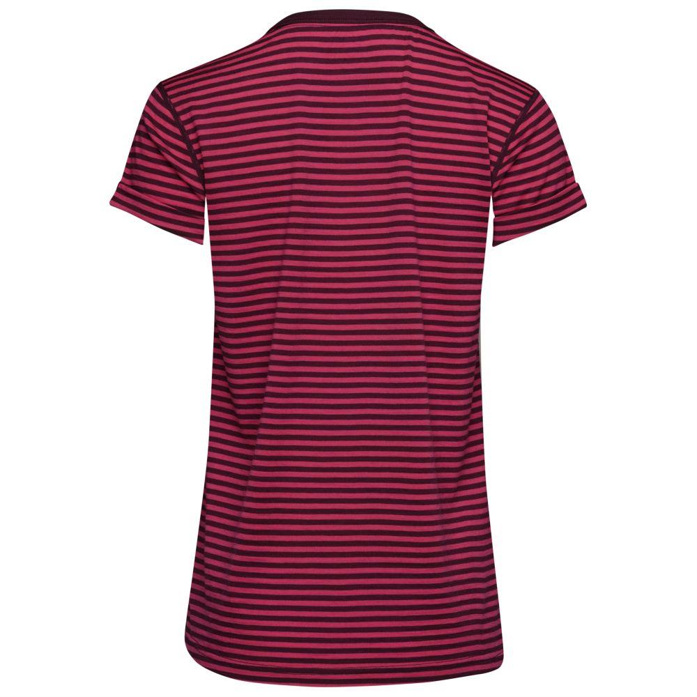 Womens Merino 150 Roll Sleeve Tee (Mini Stripe Wine/Fuchsia) | Isobaa