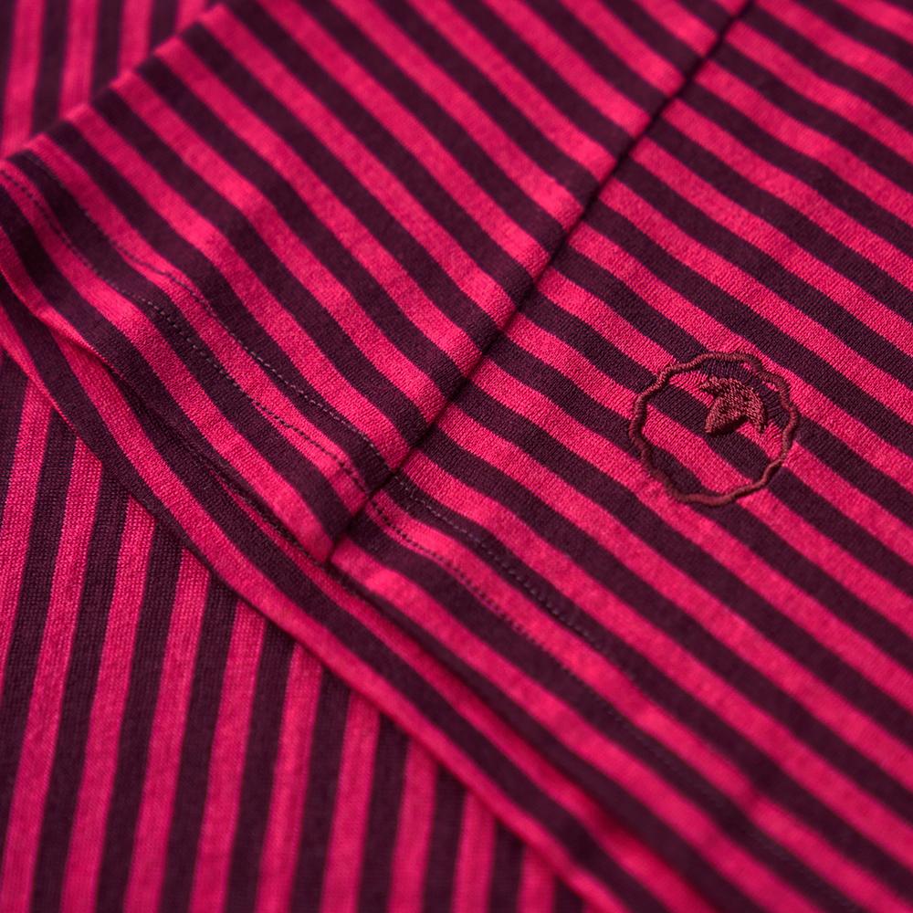 Womens Merino 150 Roll Sleeve Tee (Mini Stripe Wine/Fuchsia) | Isobaa