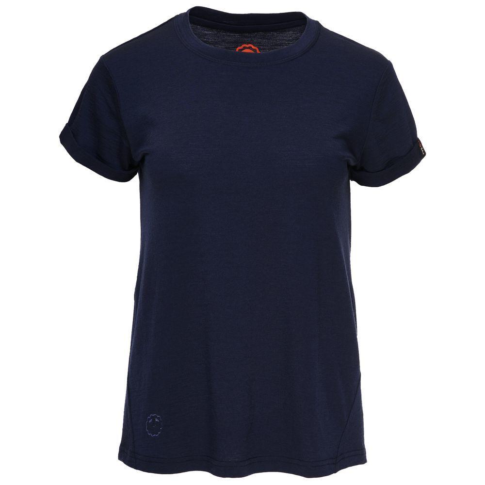 Isobaa | Womens Merino 150 Roll Sleeve Tee (Navy) | Our superfine Merino T-shirt performs everywhere from outdoor adventures to coffee dates.
