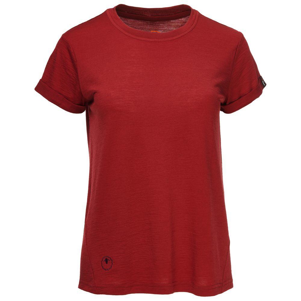 Isobaa | Womens Merino 150 Roll Sleeve Tee (Red) | Our superfine Merino T-shirt performs everywhere from outdoor adventures to coffee dates.