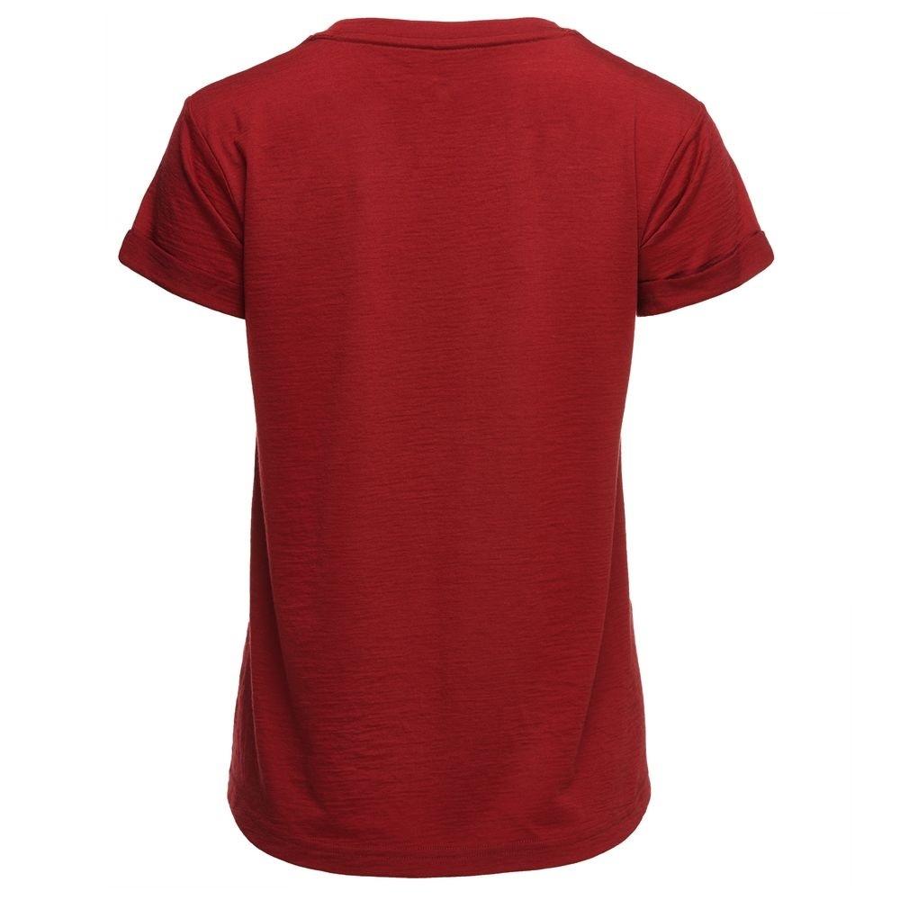 Isobaa | Womens Merino 150 Roll Sleeve Tee (Red) | Our superfine Merino T-shirt performs everywhere from outdoor adventures to coffee dates.