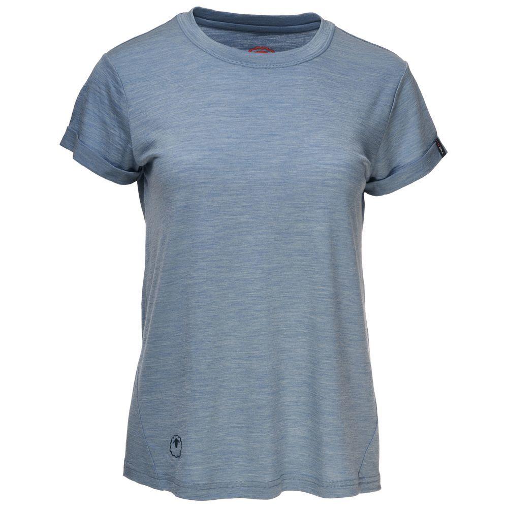 Isobaa | Womens Merino 150 Roll Sleeve Tee (Sky) | Our superfine Merino T-shirt performs everywhere from outdoor adventures to coffee dates.
