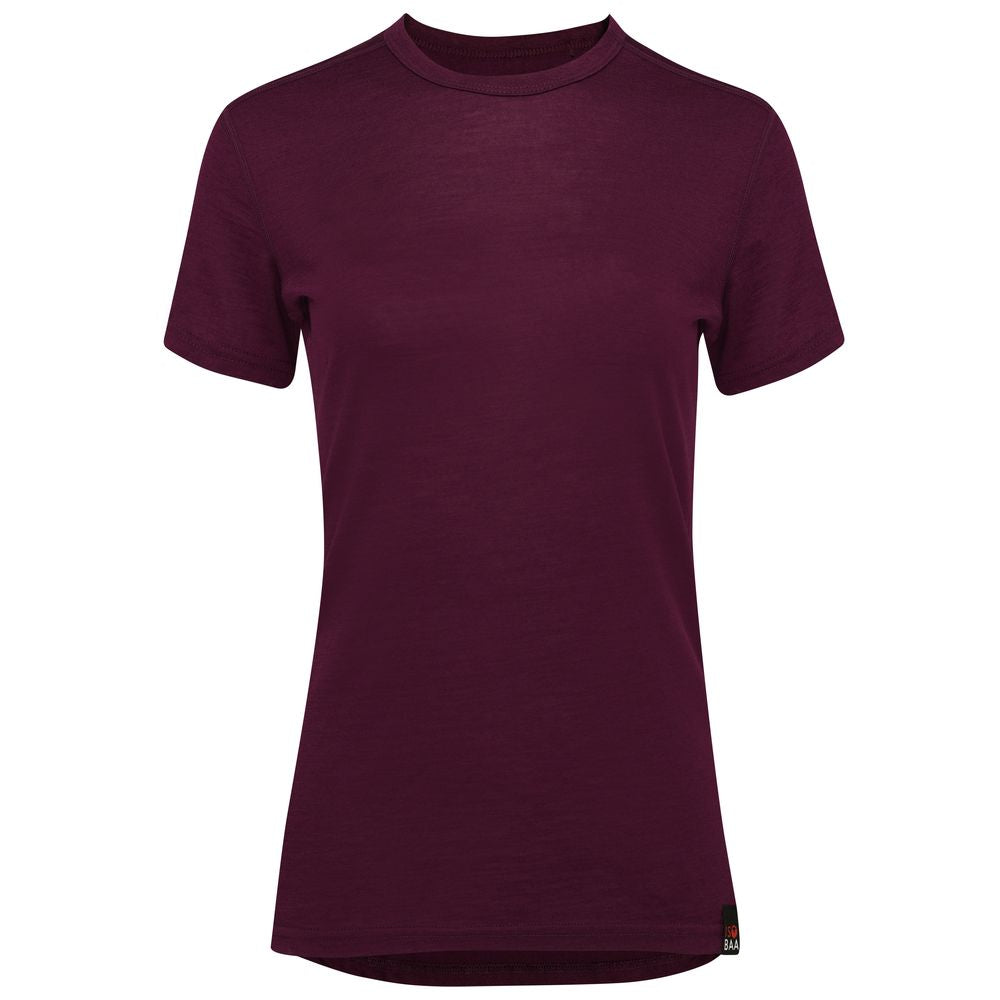 Isobaa | Womens Merino 150 Short Sleeve Crew (Wine) | Gear up for performance and comfort with Isobaa's technical Merino short-sleeved top.