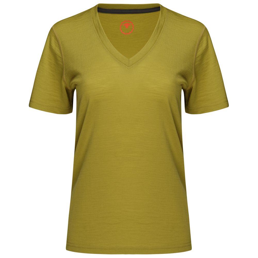 Isobaa | Womens Merino 150 V-Neck Tee (Lime) | Embark on new adventures with Isobaa's superfine Merino V-neck Tee.