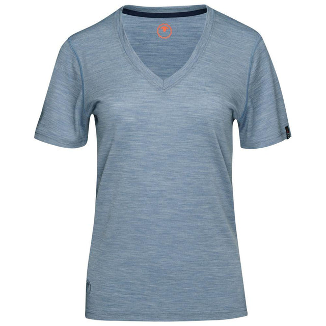 Isobaa | Womens Merino 150 V-Neck Tee (Sky) | Embark on new adventures with Isobaa's superfine Merino V-neck Tee.