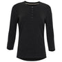 Womens Merino Blend 160 PJ Henley (Black Melange)