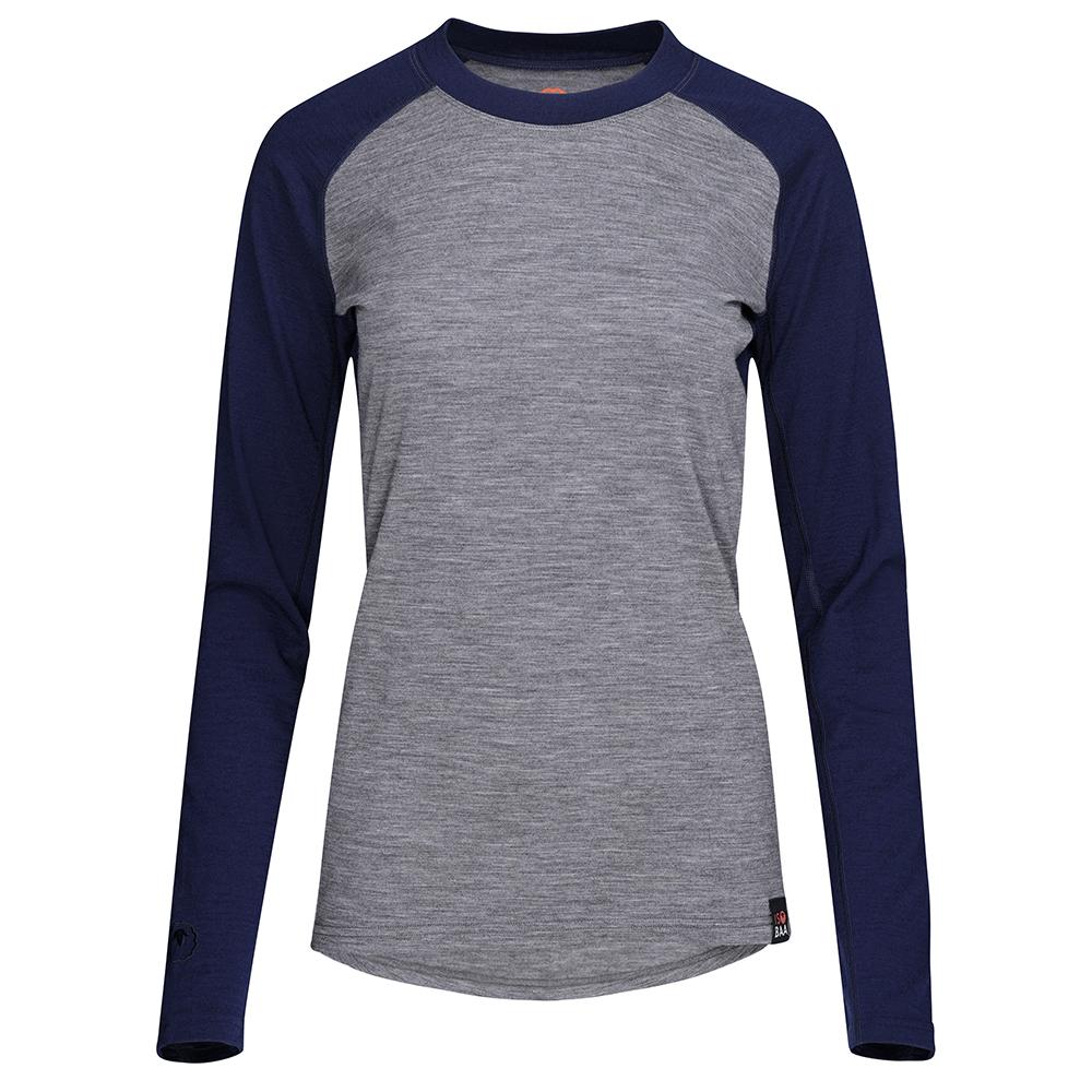 Isobaa | Womens Merino 180 Baseball Crew (Charcoal/Navy) | Experience the power of Merino wool with this ultimate outdoor base layer.