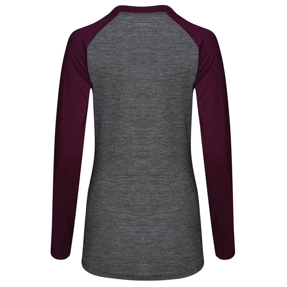 Isobaa | Womens Merino 180 Baseball Crew (Smoke/Wine) | Experience the power of Merino wool with this ultimate outdoor base layer.