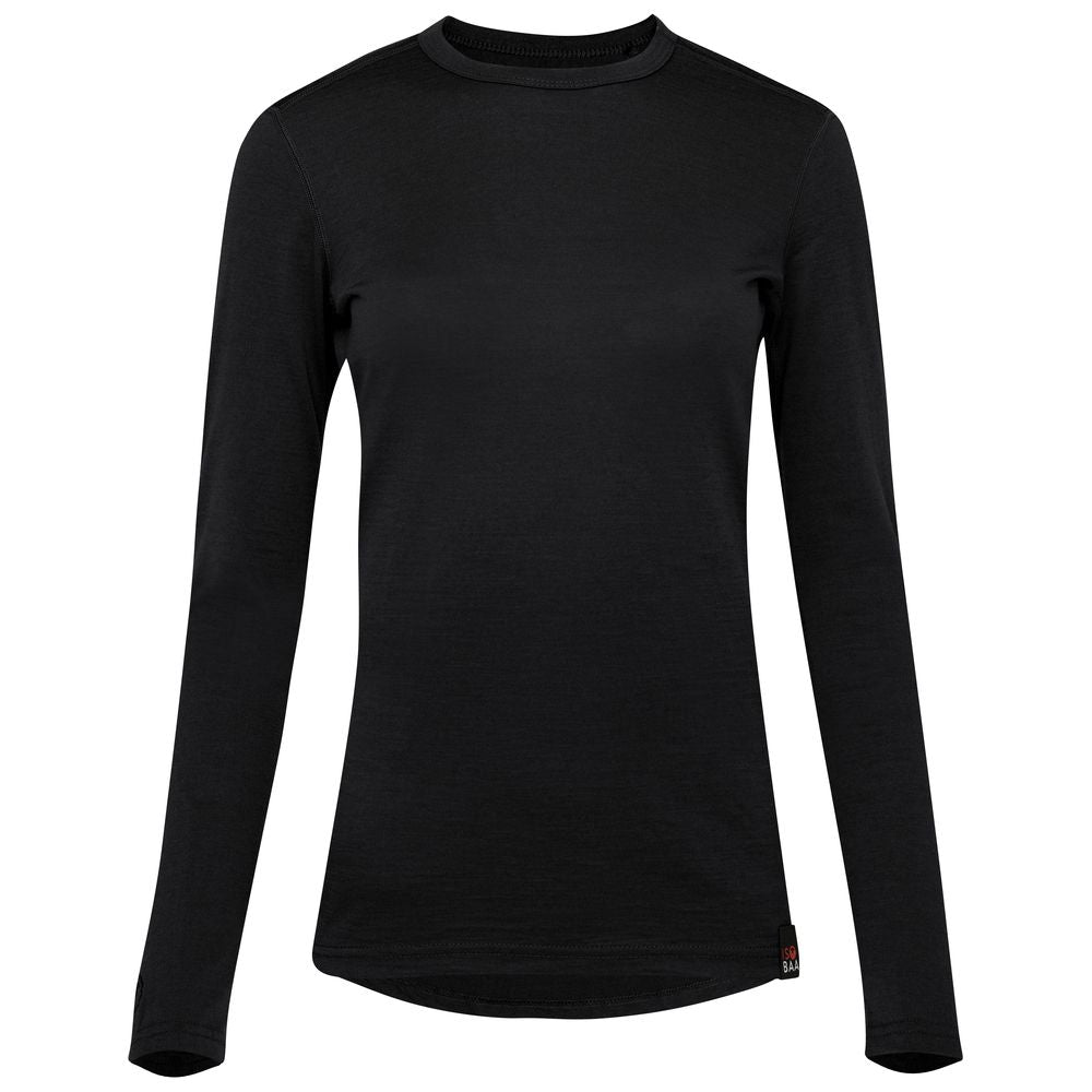 Isobaa | Womens Merino 180 Long Sleeve Crew (Black) | Get outdoors with the ultimate Merino wool long-sleeve top.