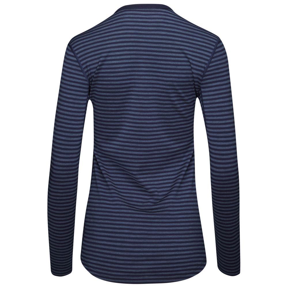 Womens Merino 180 Long Sleeve Crew (Mini Stripe Navy/Denim) | Isobaa