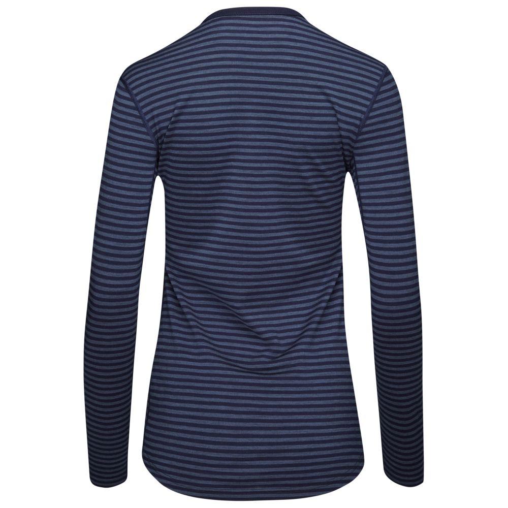 Isobaa | Womens Merino 180 Long Sleeve Crew (Mini Stripe Navy/Denim) | Get outdoors with the ultimate Merino wool long-sleeve top.