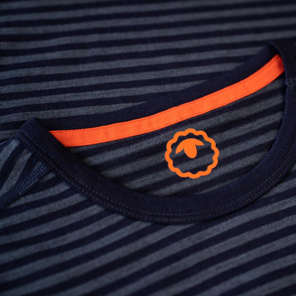 Womens Merino 180 Long Sleeve Crew (Mini Stripe Navy/Denim) | Isobaa
