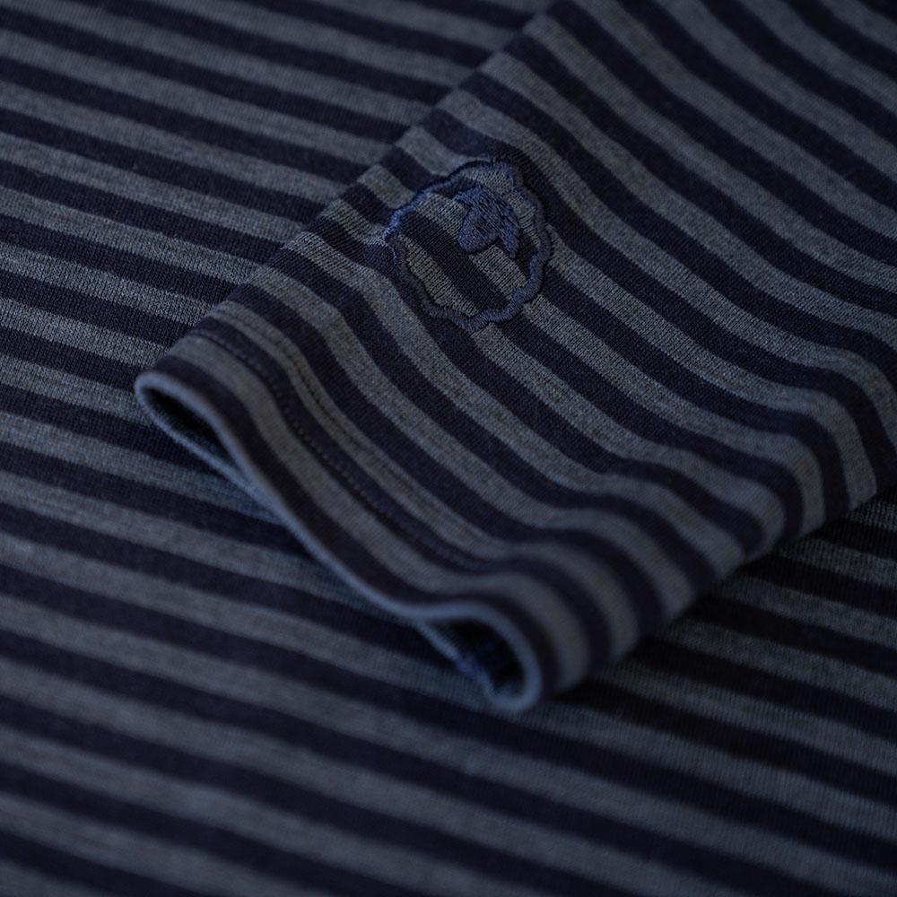 Womens Merino 180 Long Sleeve Crew (Mini Stripe Navy/Denim) | Isobaa