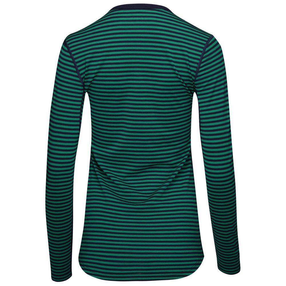 Isobaa | Womens Merino 180 Long Sleeve Crew (Mini Stripe Navy/Green) | Get outdoors with the ultimate Merino wool long-sleeve top.