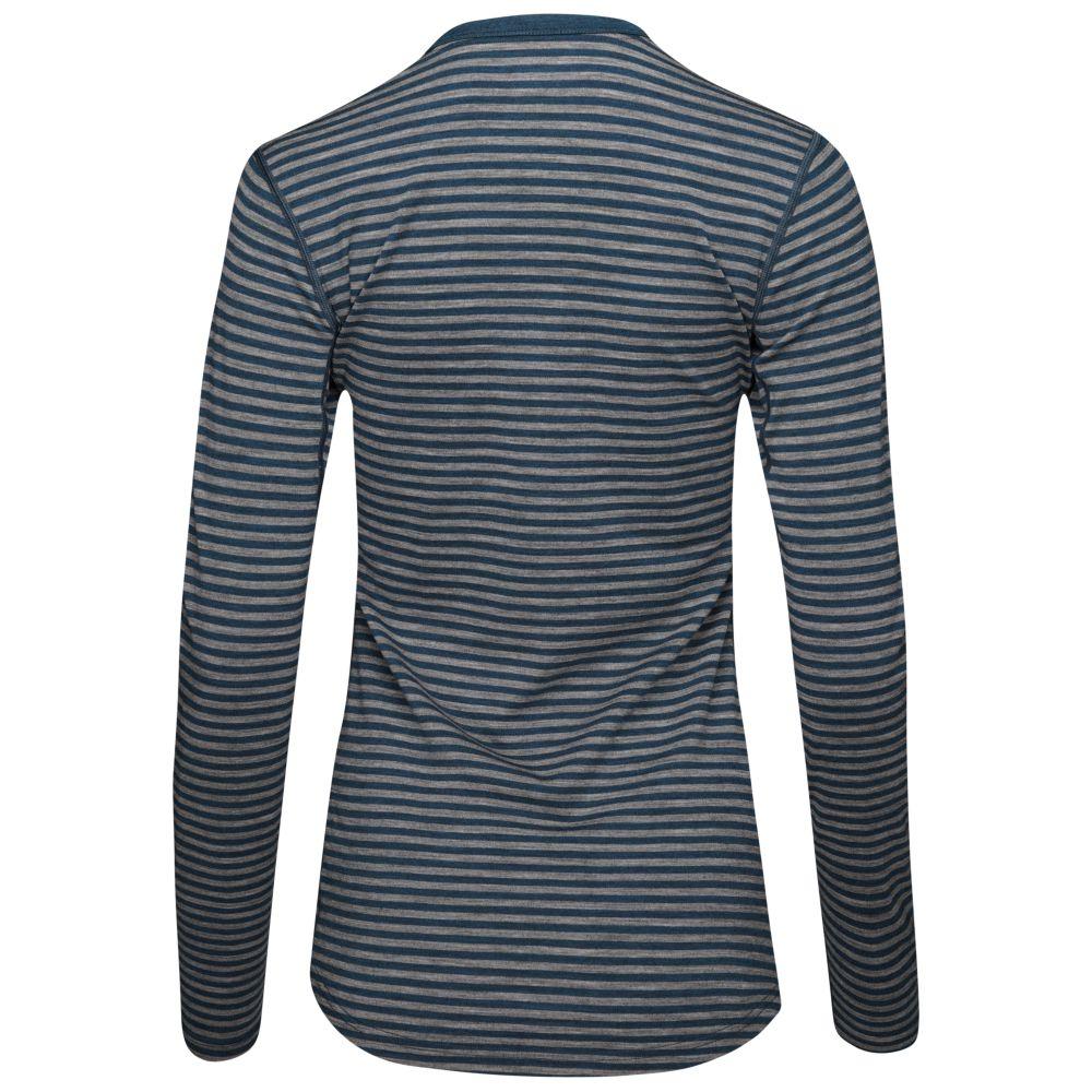 Womens Merino 180 Long Sleeve Crew (Mini Stripe Petrol/Charcoal) | Isobaa
