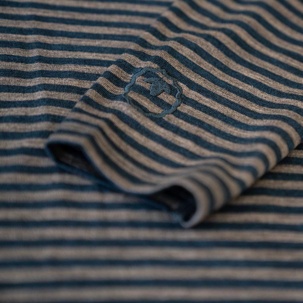 Womens Merino 180 Long Sleeve Crew (Mini Stripe Petrol/Charcoal) | Isobaa