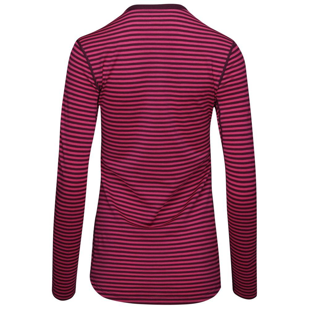 Isobaa | Womens Merino 180 Long Sleeve Crew (Mini Stripe Wine/Fuchsia) | Get outdoors with the ultimate Merino wool long-sleeve top.