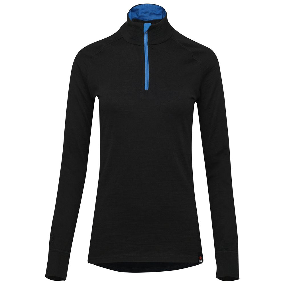 Isobaa | Womens Merino 200 Long Sleeve Zip Neck (Black) | Experience the best of 200gm Merino wool with this ultimate half-zip top – your go-to for challenging hikes, chilly bike commutes, post-workout layering, and unpredictable weather.