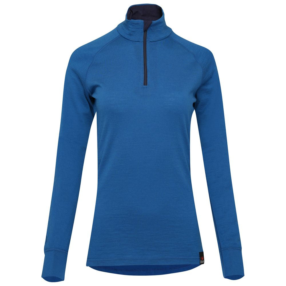 Isobaa | Womens Merino 200 Long Sleeve Zip Neck (Blue) | Experience the best of 200gm Merino wool with this ultimate half-zip top – your go-to for challenging hikes, chilly bike commutes, post-workout layering, and unpredictable weather.